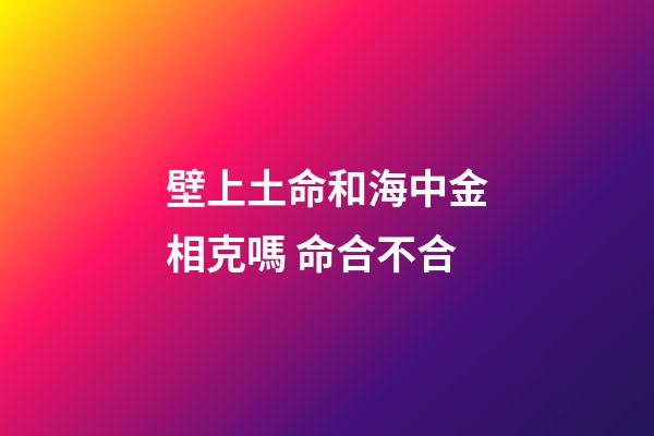 壁上土命和海中金相克嗎 命合不合